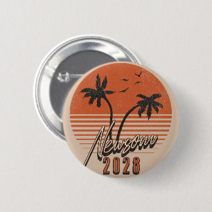 Gavin Newsom 2028 För President Palmträd Solnedgån Knapp