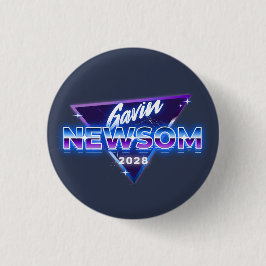 Gavin Newsom 2028 för president Retro 80-talet Knapp