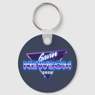 Gavin Newsom 2028 för president Retro 80-talet Nyckelring