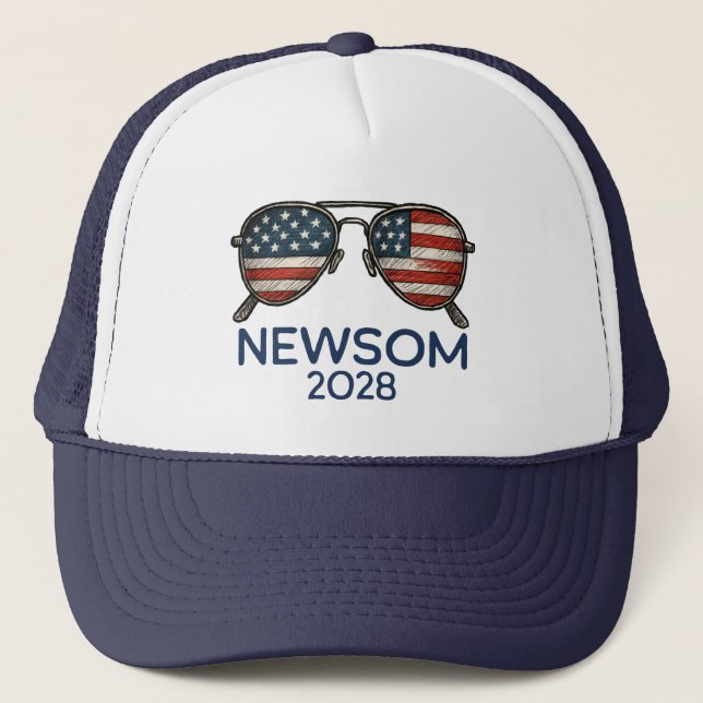 Gavin Newsom 2028 för president Sunglass Keps (Framsida)