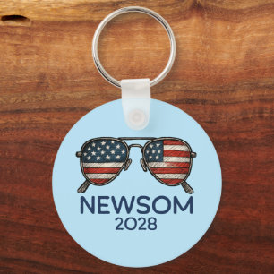 Gavin Newsom 2028 för president Sunglass Nyckelring