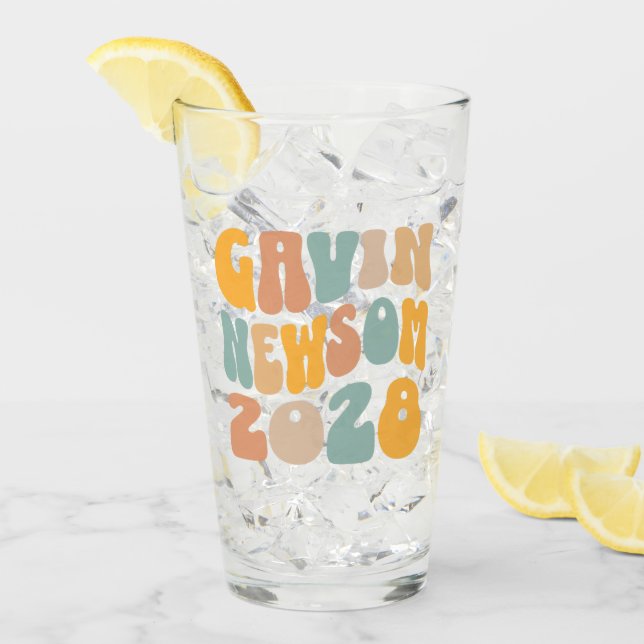 Gavin Newsom 2028 För President Vågig Text Glaskopp (Framsida Ice)