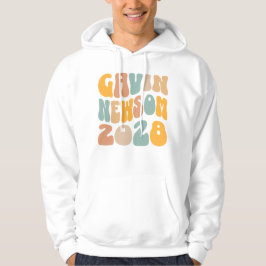 Gavin Newsom 2028 För President Vågig Text Hoodie