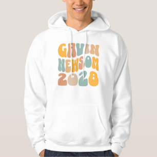 Gavin Newsom 2028 För President Vågig Text Hoodie