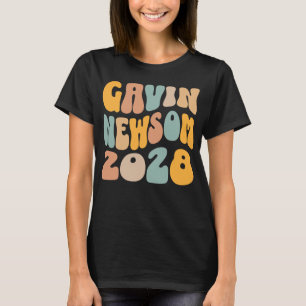 Gavin Newsom 2028 För President Vågig Text T Shirt