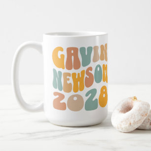 Gavin Newsom 2028 För talman Vågigt text Kaffemugg