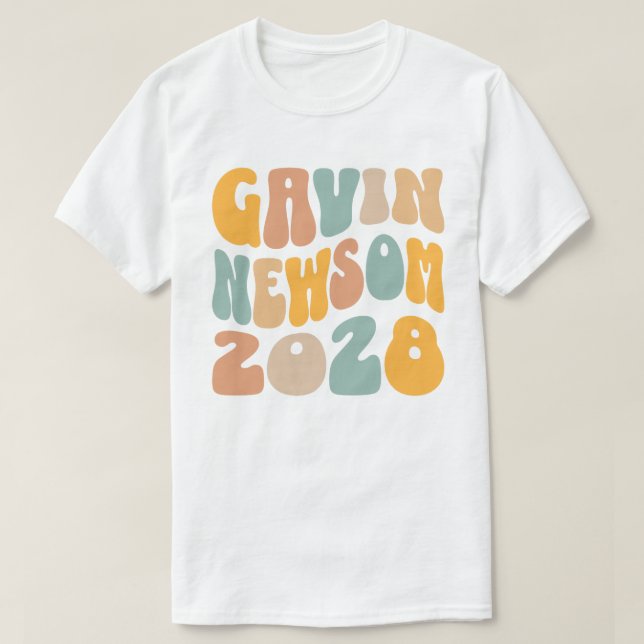 Gavin Newsom 2028 För talman Vågigt text T Shirt (Design framsida)