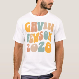 Gavin Newsom 2028 För talman Vågigt text T Shirt