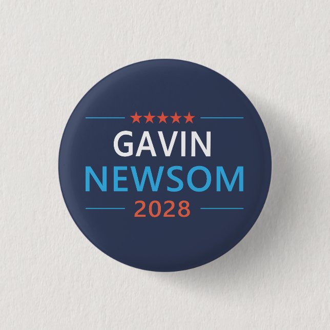 Gavin Newsom 2028 Knapp (Framsida)