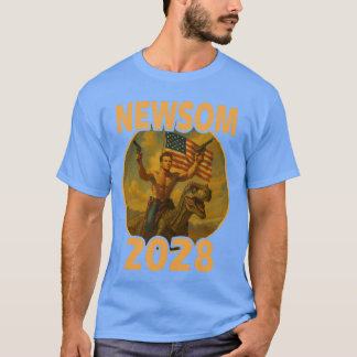 Gavin Newsom 2028 Modig Patriotisk Ledare Ridande T Shirt