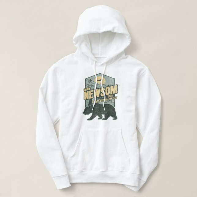 Gavin Newsom 2028 Resist Protect Defend Hoodie (Design framsida)