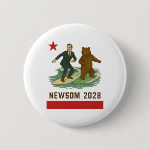 Gavin Newsom 2028 Val Kalifornien Flagga Surfing Knapp