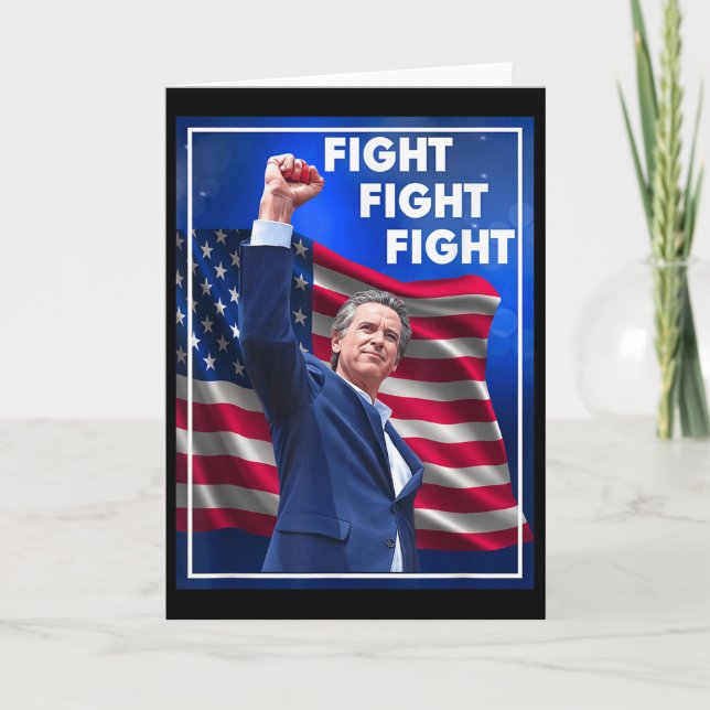 Gavin Newsom Fight Fight Fight, Rolig Sarksastisk  Kort (Framsida)