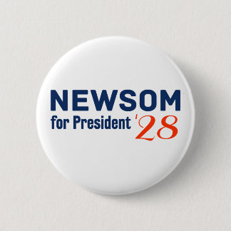 Gavin Newsom för president 2028 vit knapp
