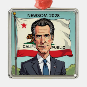 Gavin Newsom för president Chistmas Julgransprydnad Metall