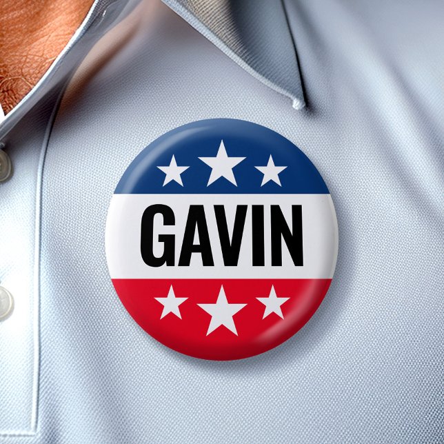 Gavin Newsom Kampanj - Vintage Ike Design Knapp (Gavin 2024 Button)