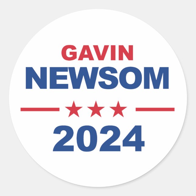 Gavin Newsom Runt Klistermärke (Framsida)