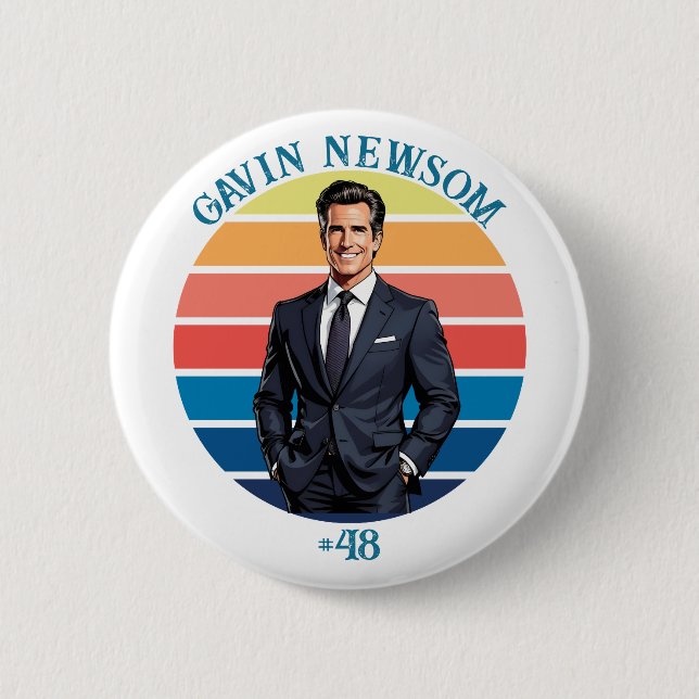 Gavin Newsom | Vintage nr 48 Knapp (Framsida)