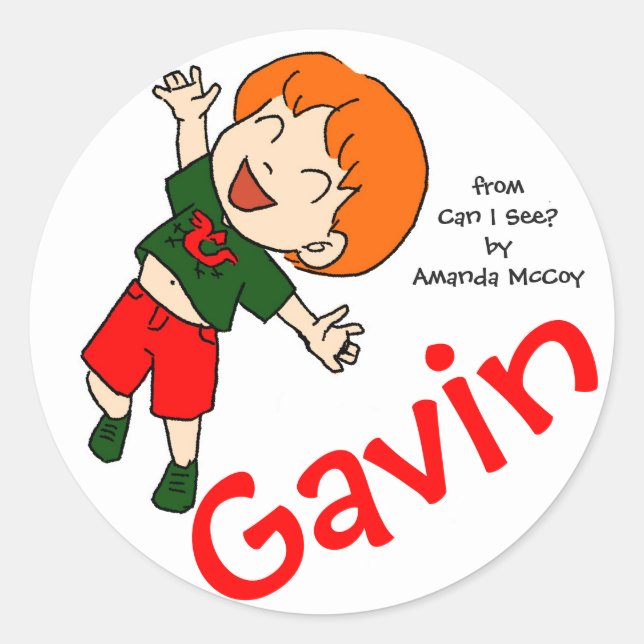 Gavin Sticker Runt Klistermärke (Framsida)