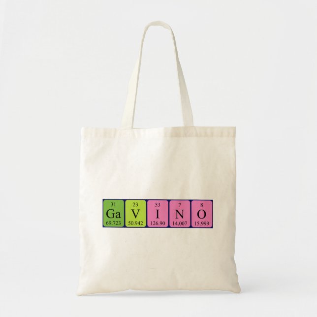 Gavino periodiskt bord namn tote bag tygkasse (Framsidan)