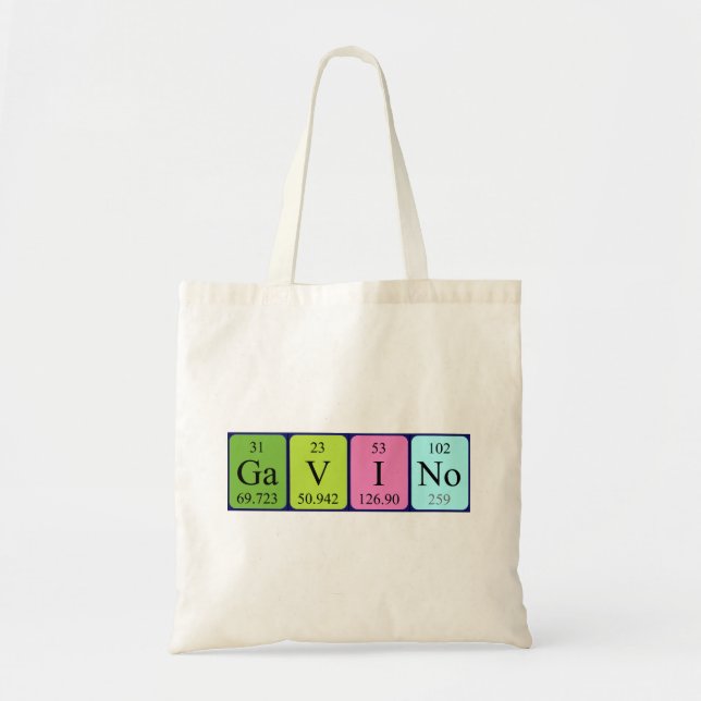 Gavino periodiskt bord namn tote bag tygkasse (Framsidan)