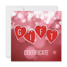 Gåvoarcertifikat Alla hjärtans dag Kärlek Red Hear