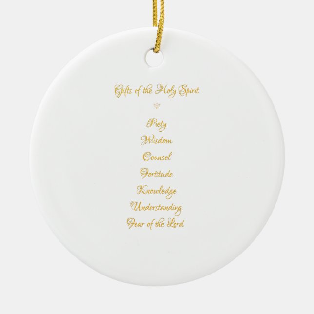 Gåvor av den heliga anden i 3D ser guld- skrivar Julgransprydnad Keramik (Framsidan)