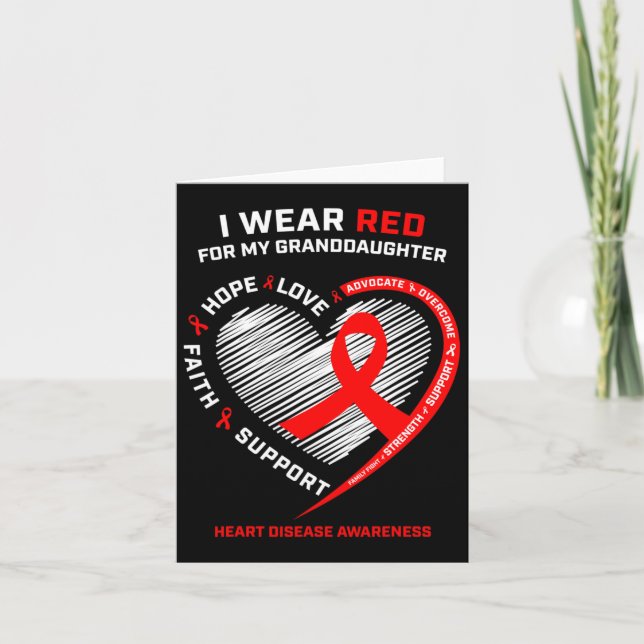 Gåvor Clothing Red Granddotter Heart Disease Awa Kort (Framsida)