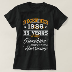 Gåvor för årsdag för December 1986 skjorta 33r T Shirt