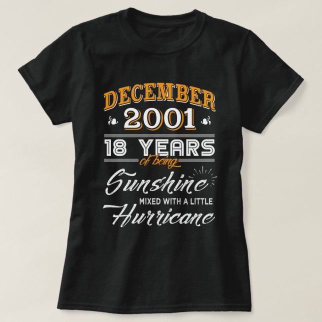 Gåvor för årsdag för December 2001 skjorta 18th T Shirt (Design framsida)