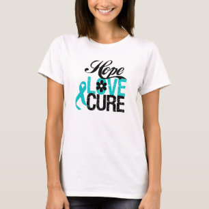 Gåvor för CANCER för hoppkärlekbot OVARIAN Tee Shirt
