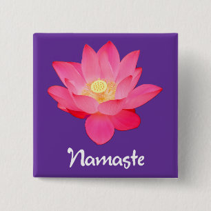 Gåvor för design för Namaste lotusblommablomma Knapp
