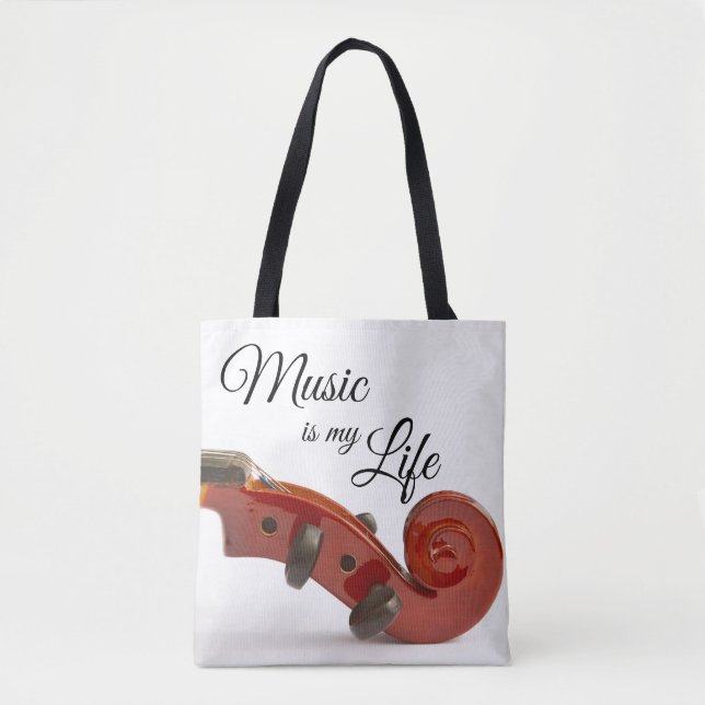 Gåvor för fiolspelare - musik är mitt liv tygkasse (Framsida)