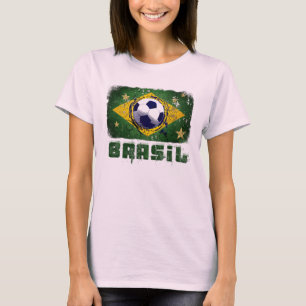 Gåvor för flagga för Grungebrazil fotboll T Shirt