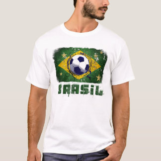 Gåvor för flagga för Grungebrazil fotboll Tee Shirt