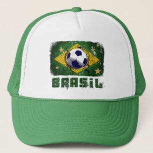 Gåvor för flagga för Grungebrazil fotboll Truckerkeps