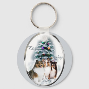 Gåvor för jul för Shetland Sheepdog Nyckelring