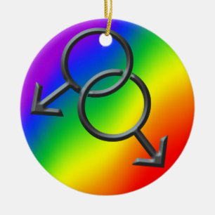 Gåvor för kärlek för regnbåge för gay julgransprydnad keramik