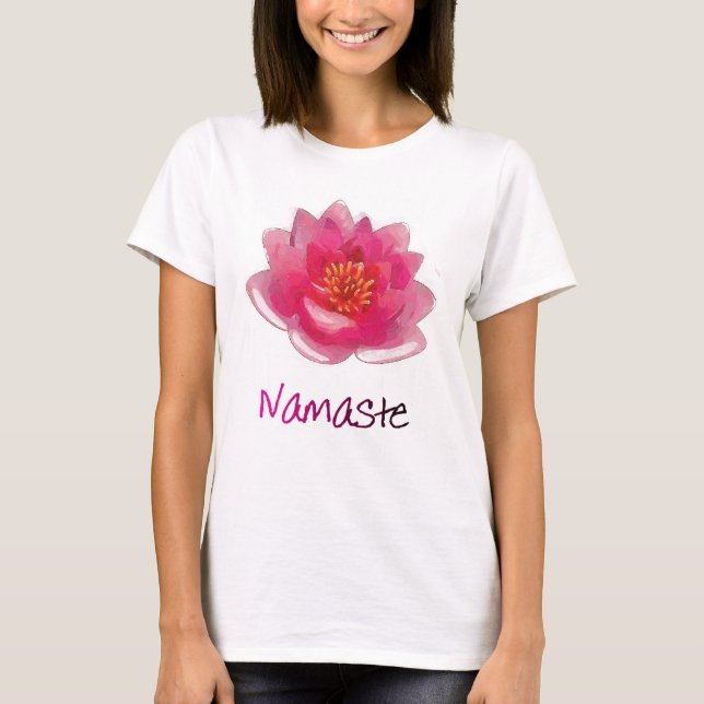 Gåvor för lotusblommablomma"Namaste" Yoga T-shirt (Framsida)