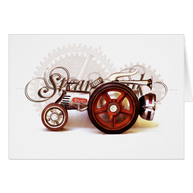 Gåvor för Steampunk traktoröde Hälsningskort (Framsidan Horizontal)