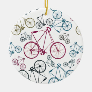 Gåvor för vintagecykelmönster för cyklister julgransprydnad keramik