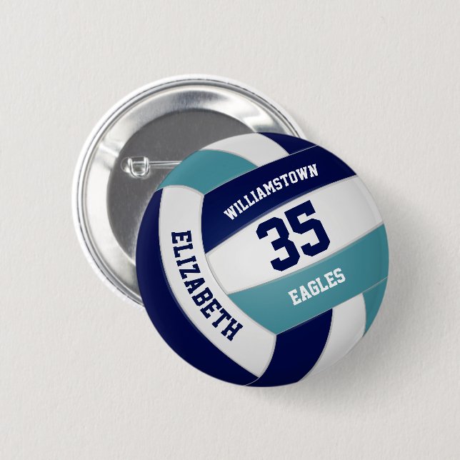 Gåvor från marinblåteal volleyball-lag knapp (Framsida & baksida)