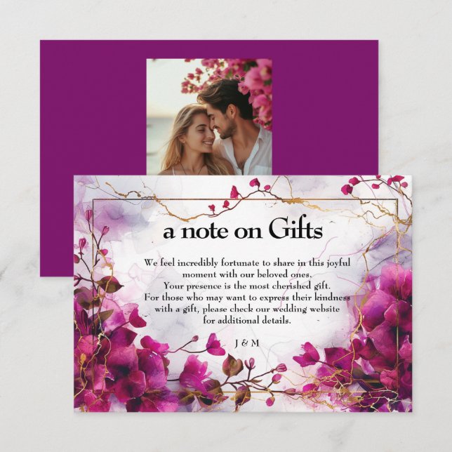 Gåvor, med foto Fuchsia Enchantment: Vattenfärg Tilläggskort (Fram/baksida)