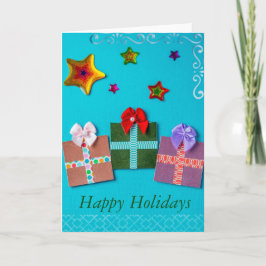 Gåvor och stjärnor för Julhälsningar kort