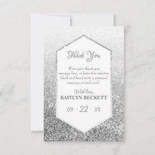 Gåvor Söt 16 Silver Glitter Elegant födelsedag Tack Kort