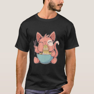 Gåvor till Anime Älskare Ramen Cat Neko Anime Kawa T Shirt