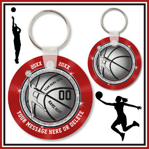 Gåvor till Flickor Basketboll Players, Red and Whi Nyckelring