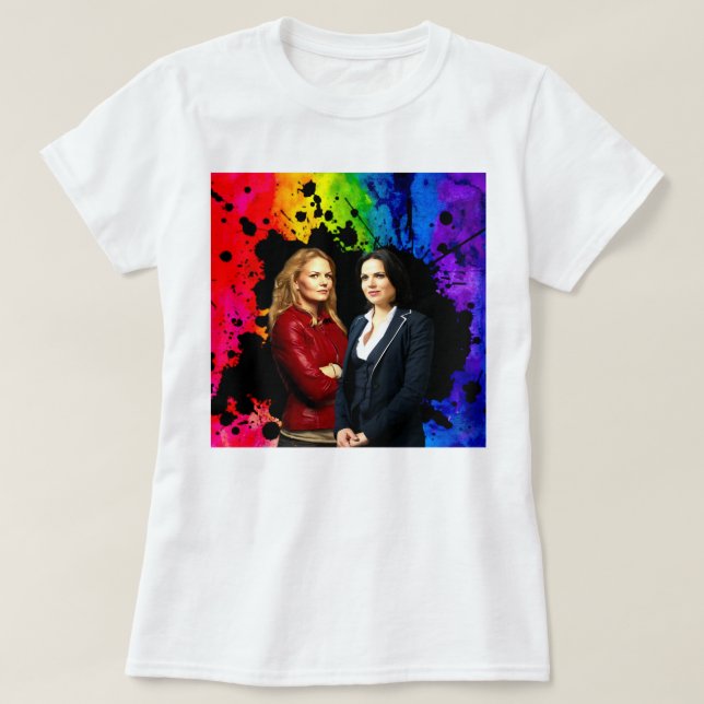 Gåvor till kvinnor Emma och Regina Svan Queen T Shirt (Design framsida)