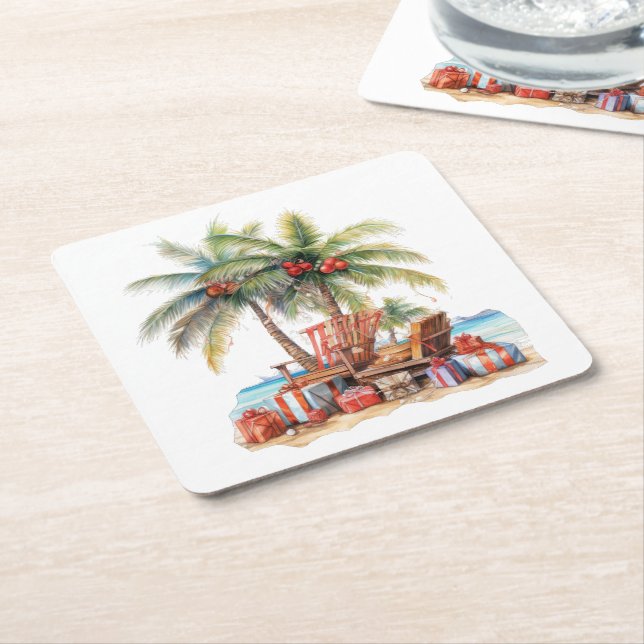 Gåvor under handflatan träd underlägg papper kvadrat (Vinklad)