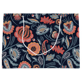 Gåvpåse - Boho Djärva Blommor Blå